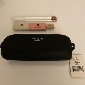 Kate Spade Sandra Nylon Black Pencil Case/Makeup Brush Pouch *NEW*